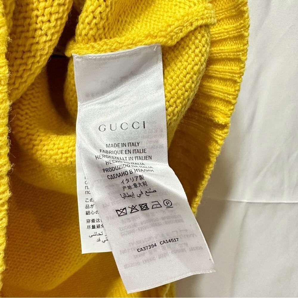 Gucci “If They Did” GG Logo Yellow Wool Oversized Unisex Sweater Size M NWT - Picture 11 of 11